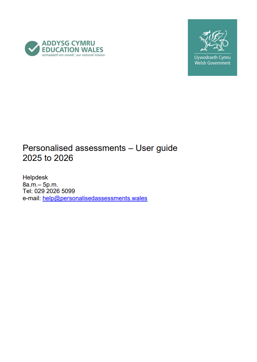 Personalised assessments user guide 2026 to 2027 thumbnail